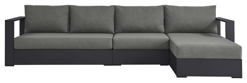 Tahoe Outdoor Patio Powder-Coated Aluminum 3-Piece Right-Facing Chaise Sectional