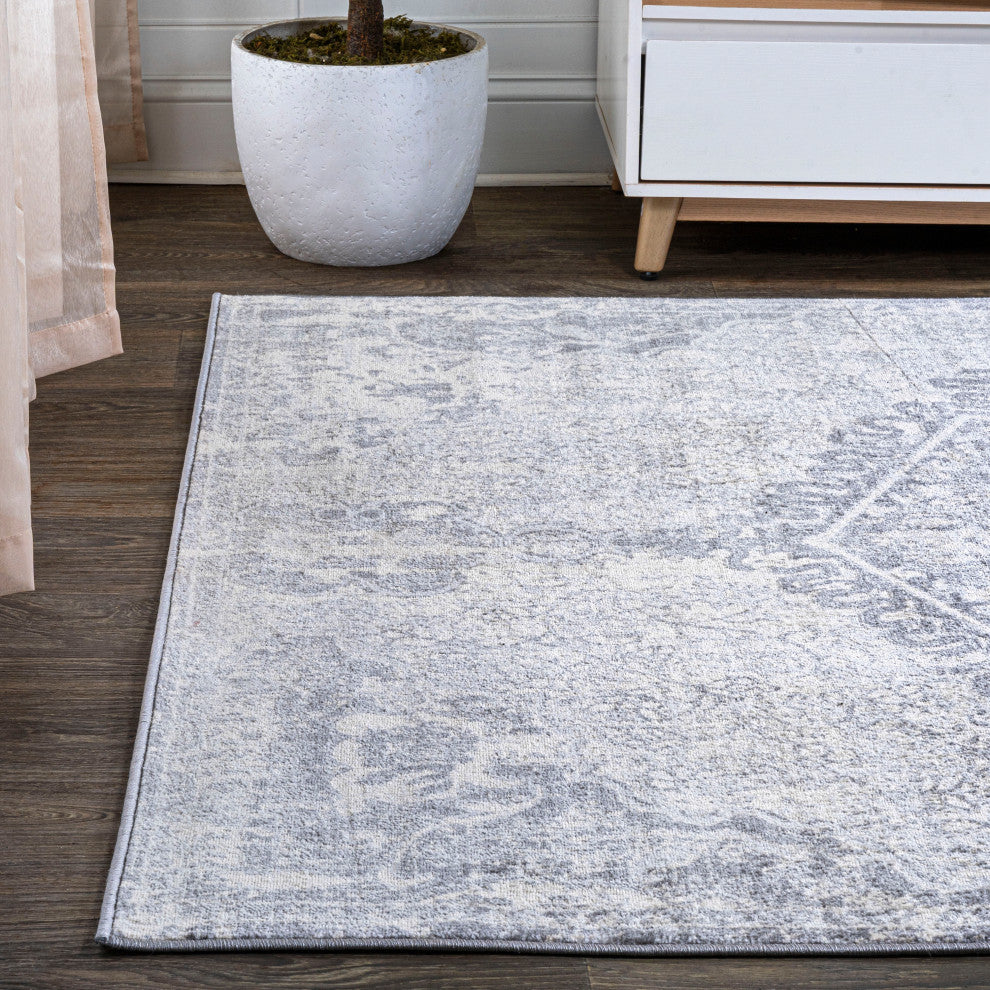 Modern Persian Medallion Gray/Ivory 3'x5' Area Rug