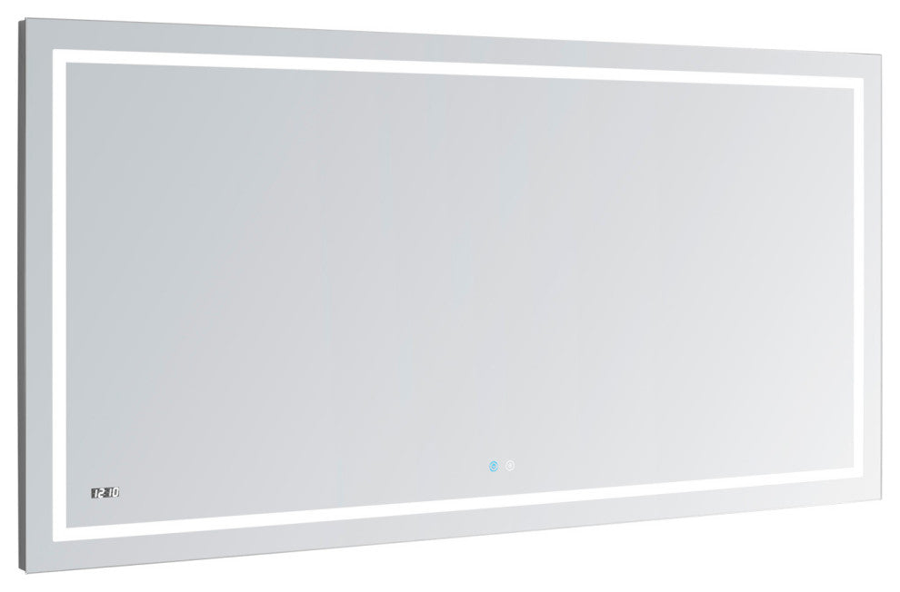 AQUADOM Daytona LED Wall-Mount Mirror Defogger Digital Clock 84"x36"x1"