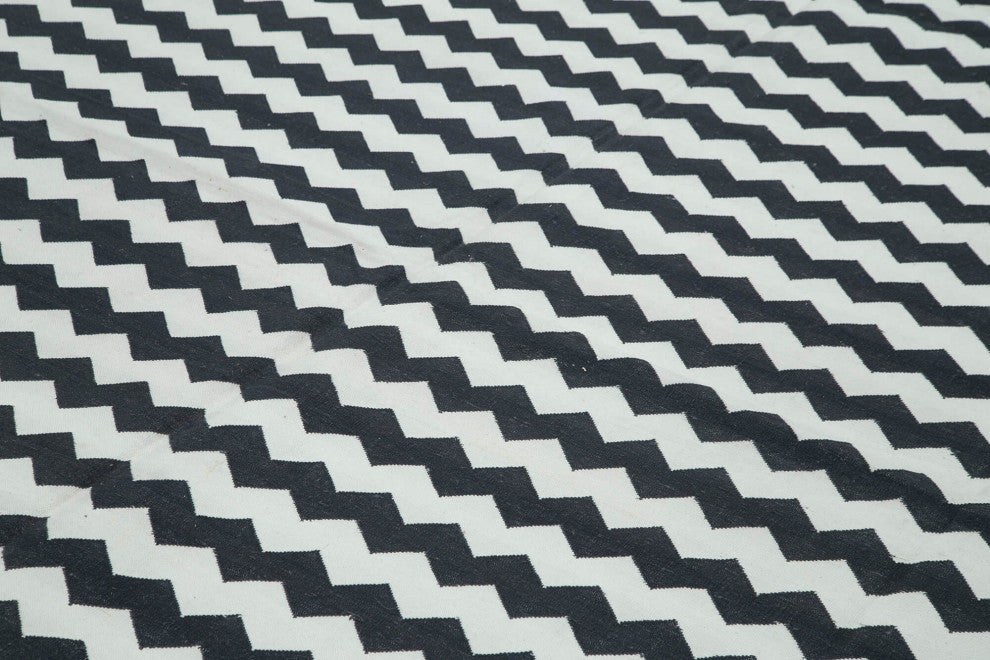 Rug N Carpet - Handmade Wool 8' 10'' x 11' 10'' Modern Design Dhurrie Kilim Rug