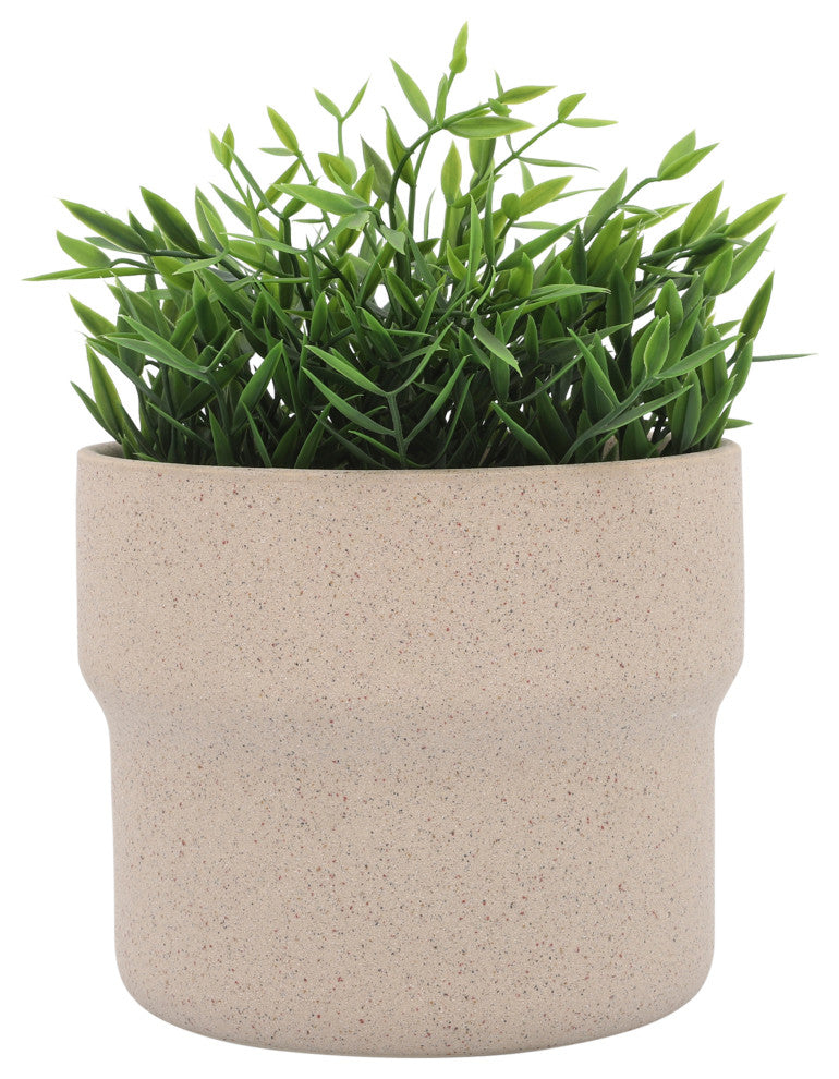Ceramic 3-Piece Set, 7", 9" and 10"D Mushroom Planters, Tan