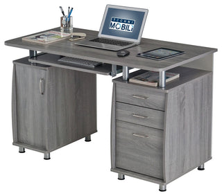 Complete Workstation Computer Desk With Storage, Gray