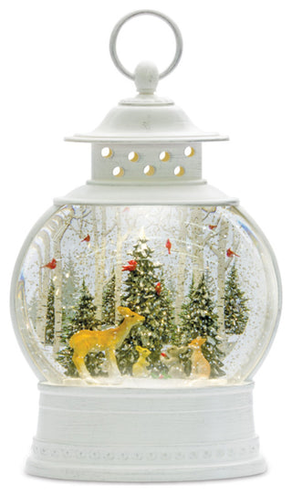 Snow Globe Lantern With Deer 11.5"H Plastic