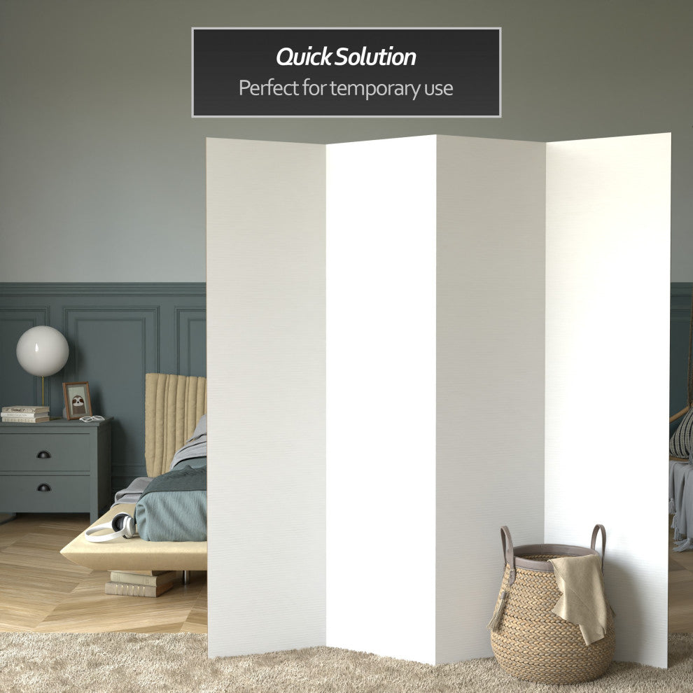 6'' Tall White Cardboard Room Divider 4 Panel