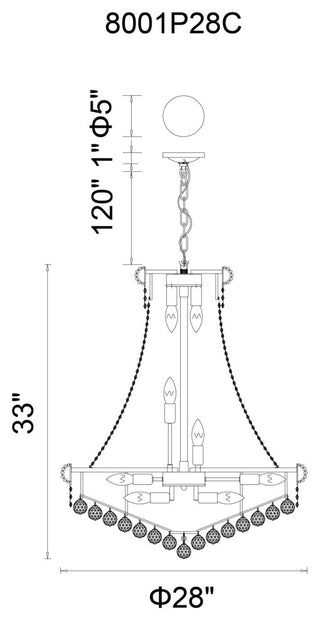 Empire 18 Light Down Chandelier With Gold Finish