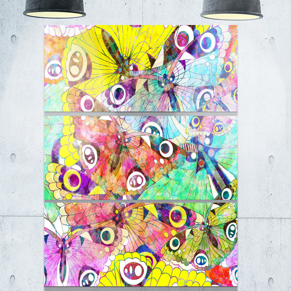 "Seamless Butterflies" Metal Wall Art, 3 Panels, 28"x36"