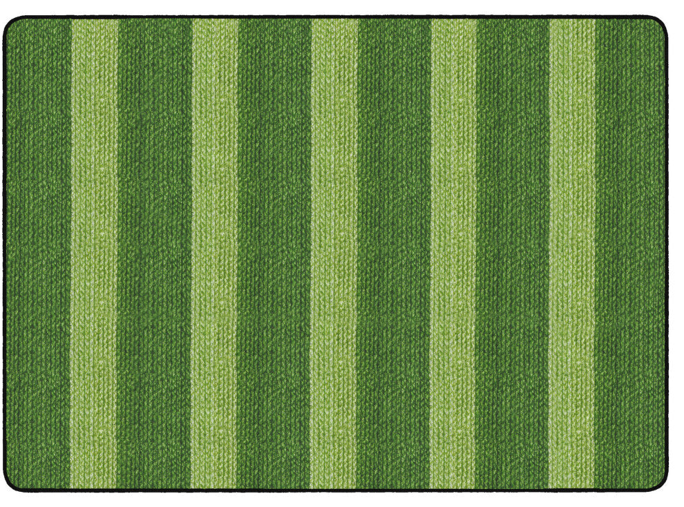 Flagship Carpets FA1007-32FS 6x8'4 Cozy BasketWeave Stripes/Green Rug