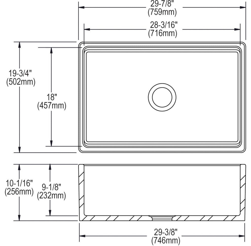 SWUF28179MG Elkay Fireclay 30" Farmhouse Sink, Gray