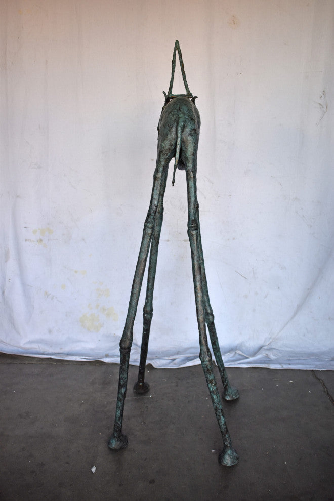Modern Art Green Patina Tall Elephant Bronze Statue - Size: 26"L x 27"W x 67"H