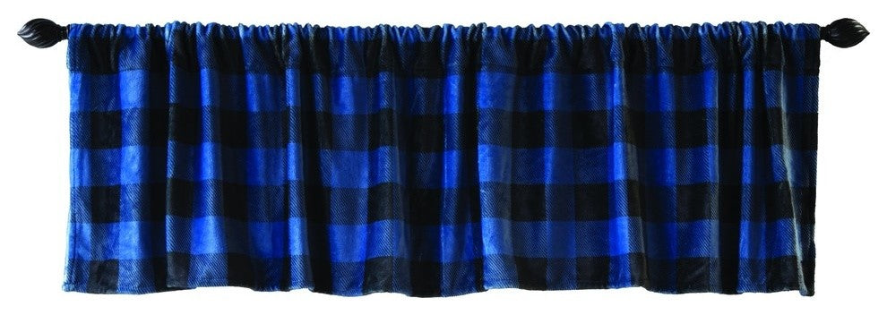 Carstens Wrangler Blue Lumberjack Buffalo Plaid Window Valence, 80"x15"