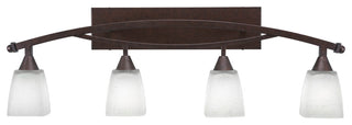 Bow 4-Light Bath Bar, with 4.5" White Muslin Glass, Bronze