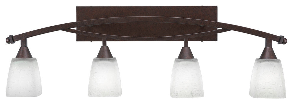 Bow 4-Light Bath Bar, with 4.5" White Muslin Glass, Bronze