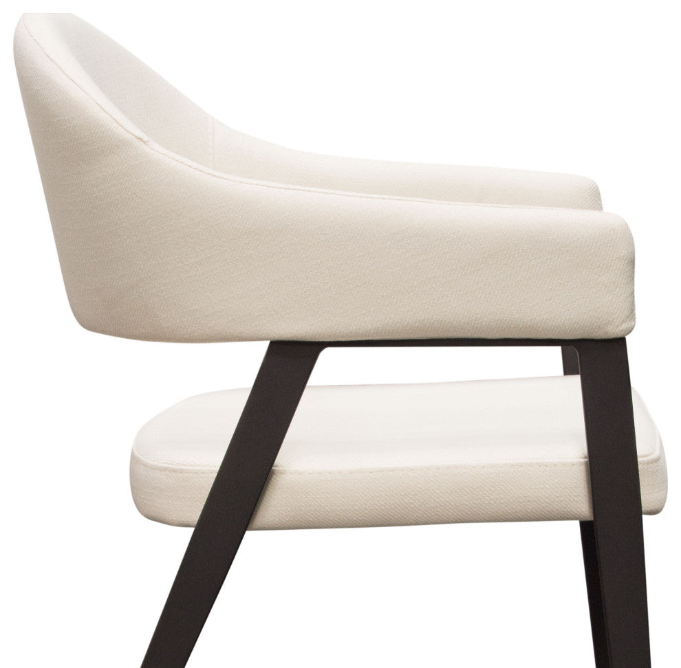 Adele Dining Accent Chairs, Set of 2, Cream Fabric, Metal Frame