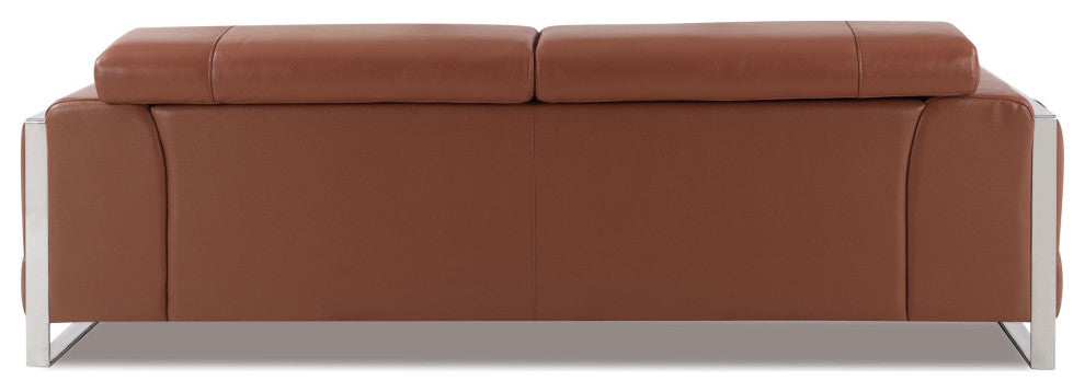 Trento Genuine Italian Leather Modern Sofa Camel