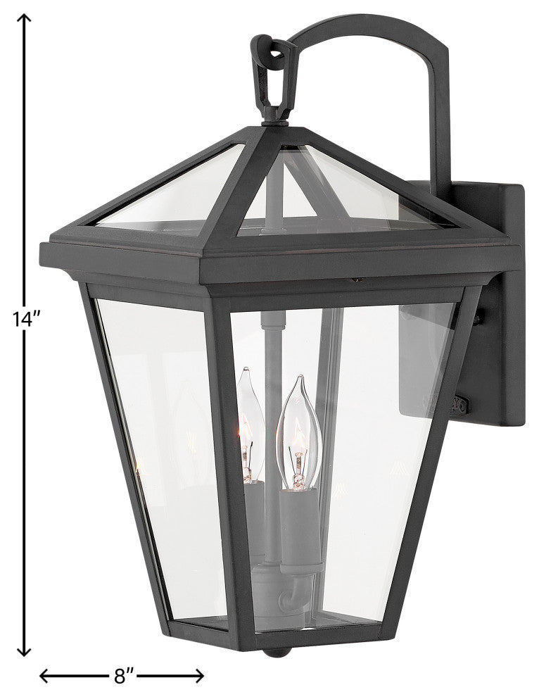 Hinkley Alford Place 14" Small Outdoor Wall Mount Lantern, Museum Black