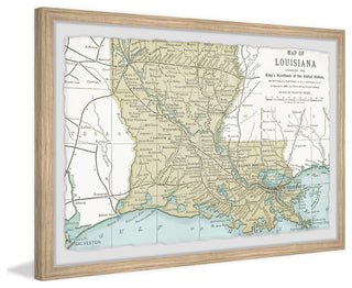 "Louisiana State Map" Framed Painting Print, 12x8