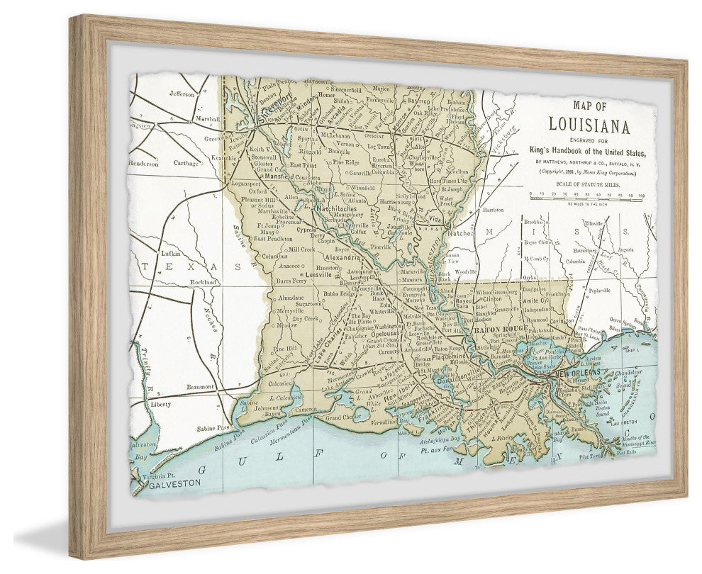 "Louisiana State Map" Framed Painting Print, 12x8