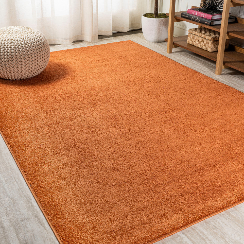 Haze Solid Low-Pile Runner Rug, Red, 8 X 10
