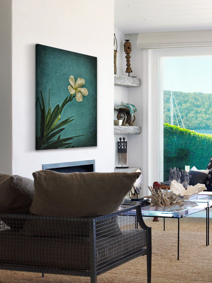 "White Flower Right" Painting Print on Wrapped Canvas, 30x45
