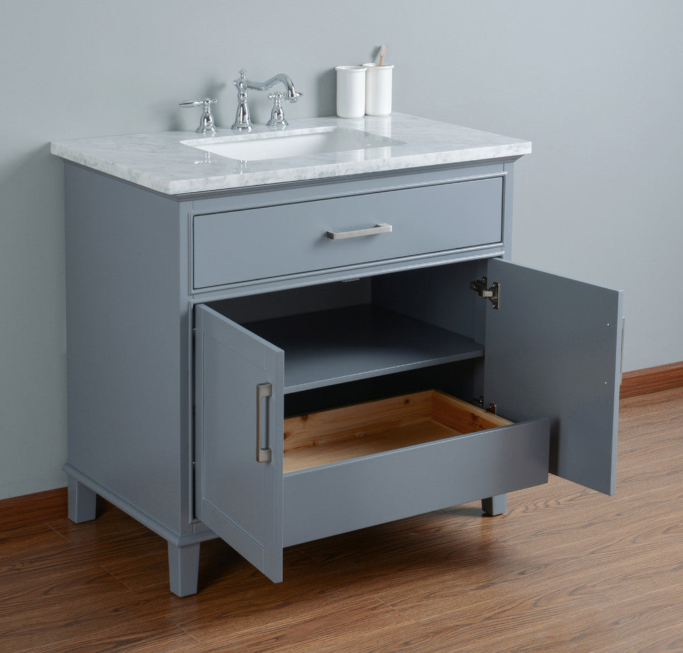 Stufurhome Leigh Bathroom Vanity, Gray, 36" Single Sink