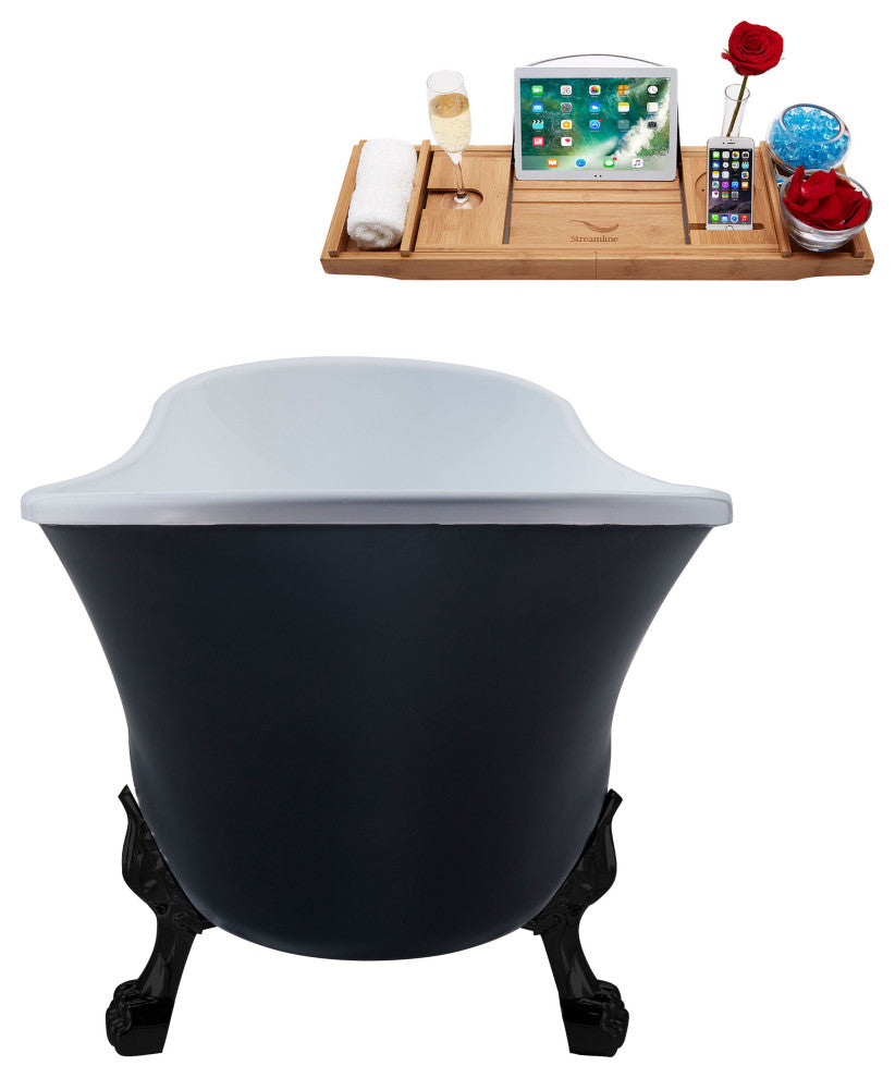 63" Streamline N366BL-IN-BL Clawfoot Tub and Tray With Internal Drain