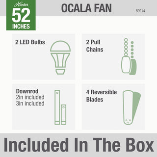 Hunter Fan Company Ocala Fresh White Ceiling Fan With Light, 52"
