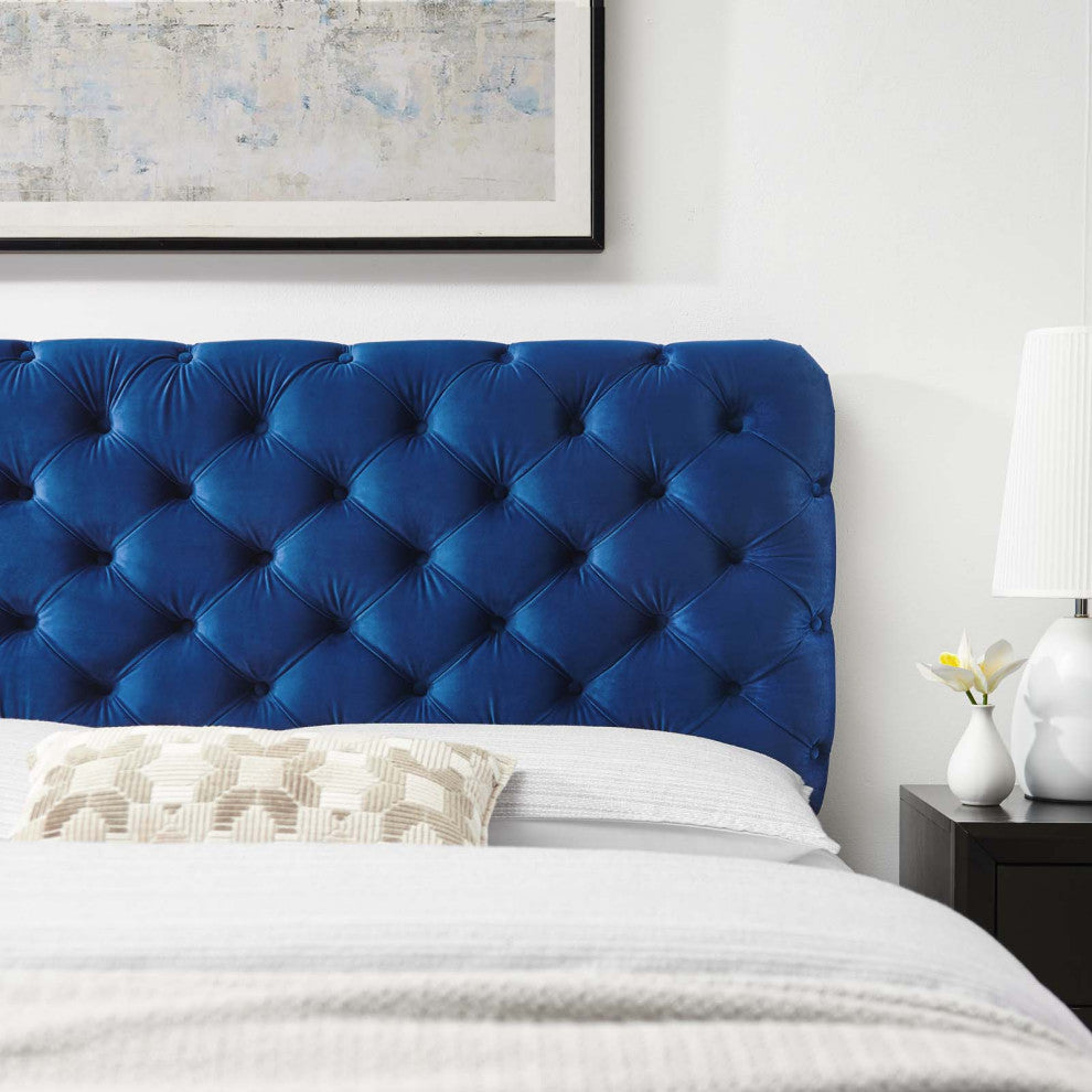 Lizzy Tufted Twin Performance Velvet Headboard Navy