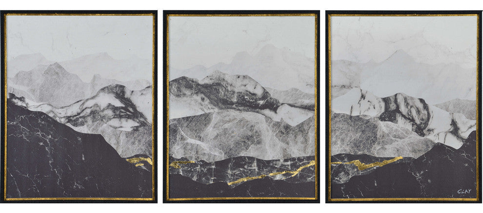Manford Rectangular Black Framed Wall Art, 3-Piece Set