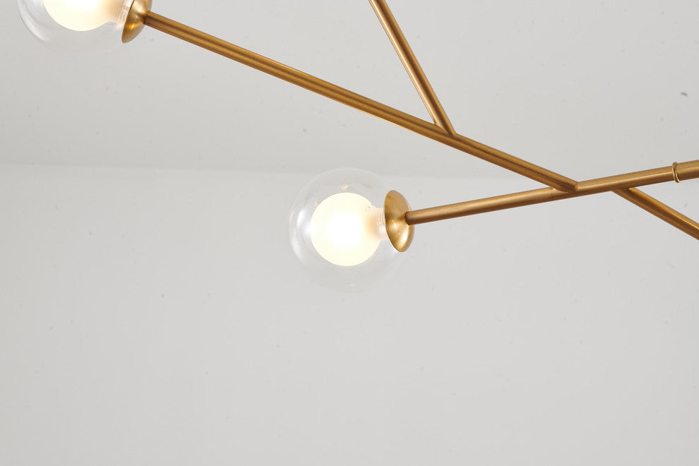7-LightGold St eel Chandelier With Glass Shades