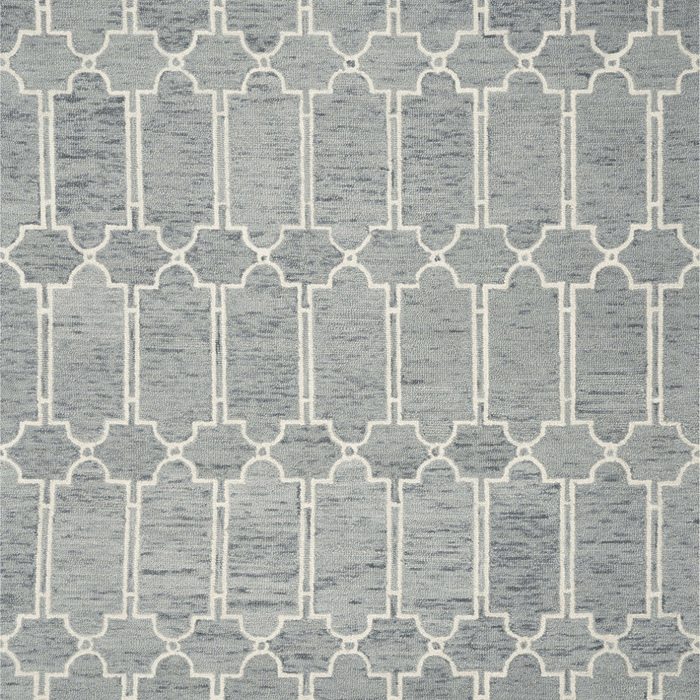 8'X10' Slate Blue Hand Tufted Geometric Indoor Area Rug