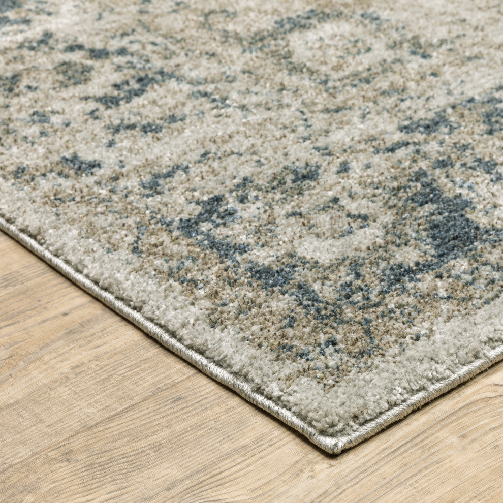 Alistair Vintage Medallion Gray/ Blue Indoor Area Rug, Gray, 5'3"x7'6"