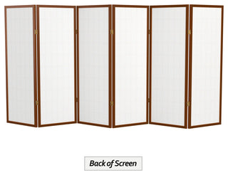 4' Tall Window Pane Shoji Screen, Walnut, 6 Panels