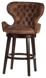 Bowery Hill Modern 30.5" Faux Leather Tufted Swivel Bar Stool in Chestnut