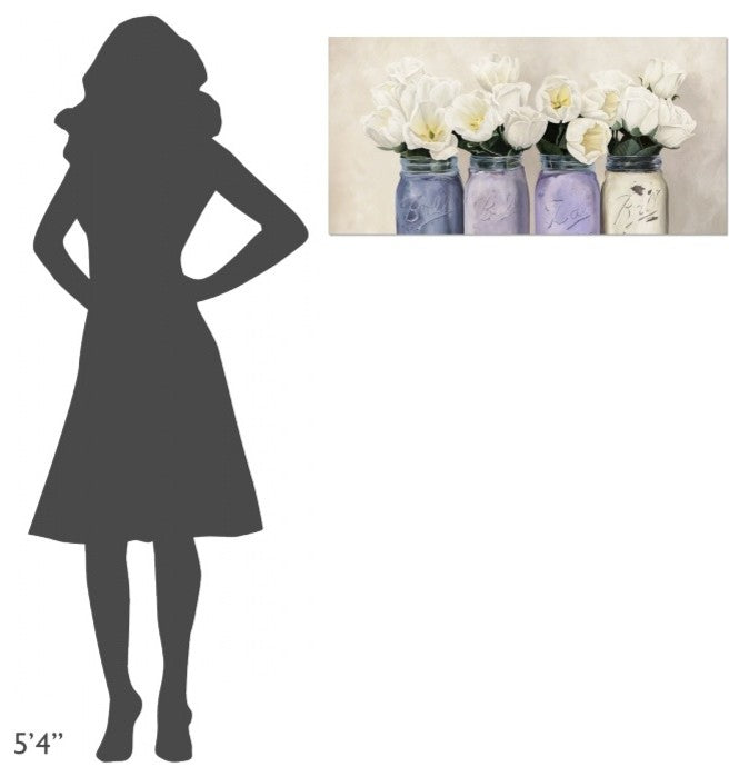 "Tulips in Mason Jars (detail)" Canvas by Jenny Thomlinson, 36x18"