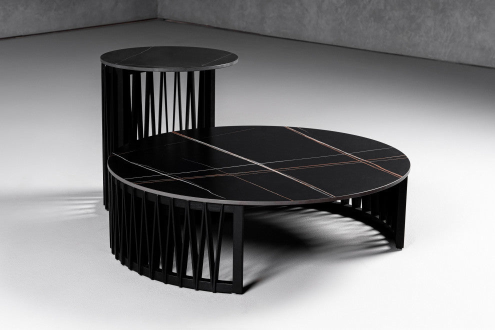 Modrest Larimer Modern Round Coffee Table Set