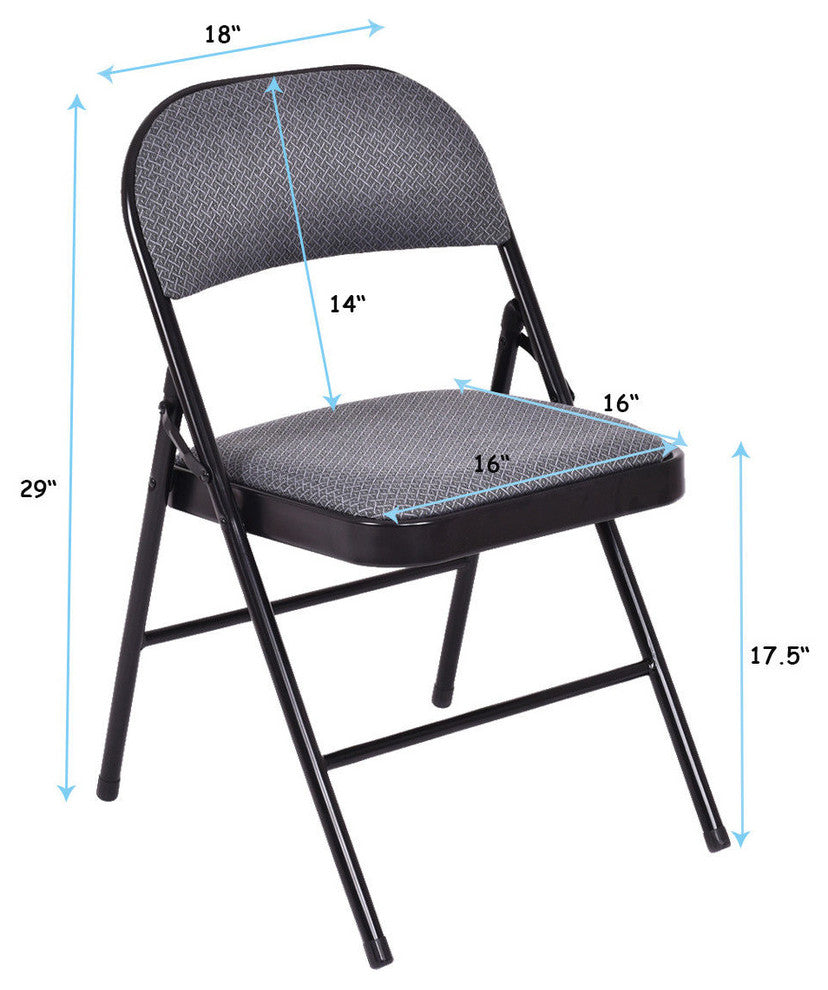 Costway Set of 4 Folding Chairs Fabric Upholstered Padded Seat Metal Frame