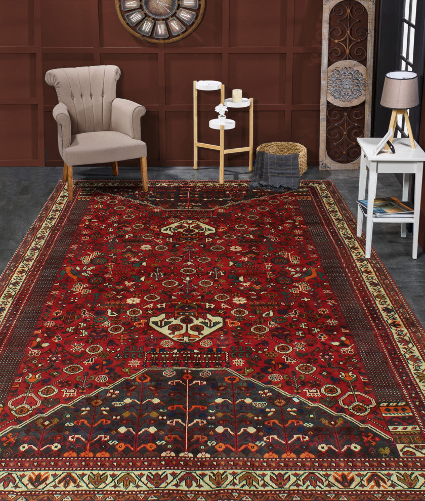 Fine Vintage Distressed M 53 Red Rug