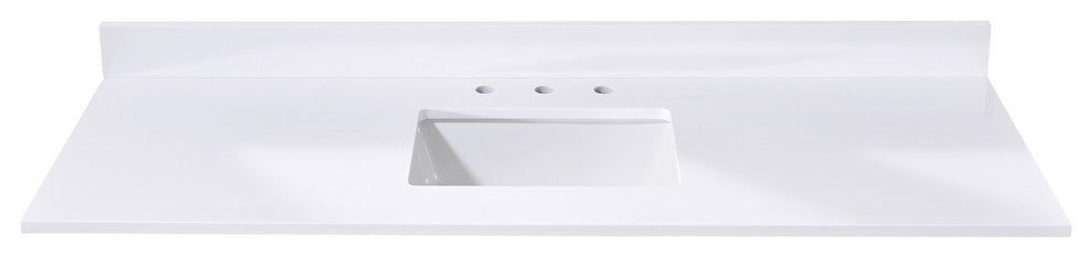 Andalo Engineered Stone Vanity Top, Snow White With White Sink, Single, 61"