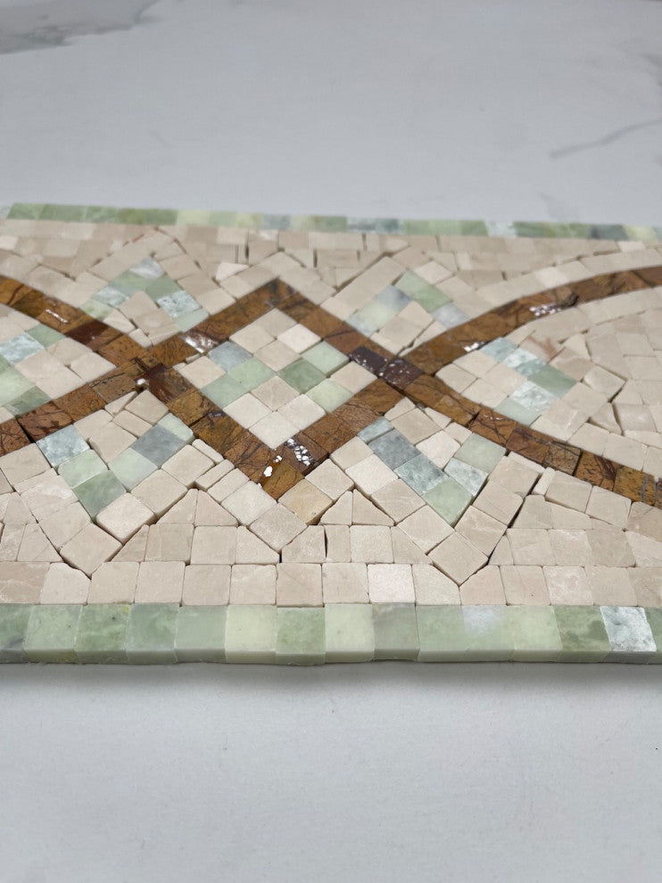 Lovelink Mint 6.3x13.4 Marble Mosaic Border Listello Tile Polished, 1 piece
