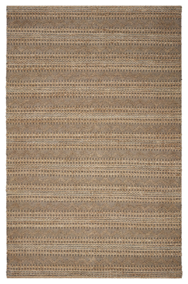 5" x 8" Tan and Gray Intricate Striped Area Rug