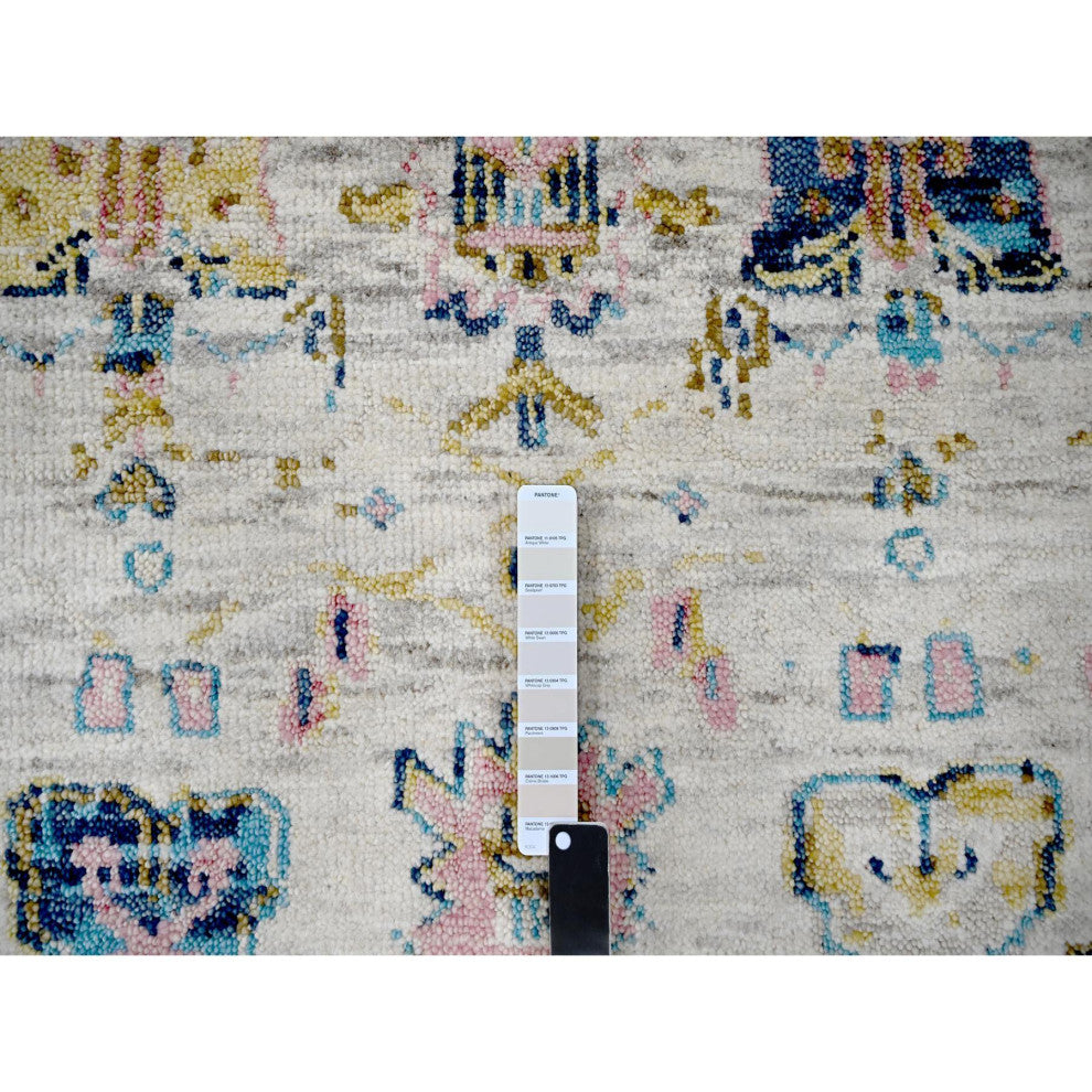 Ivory Hand Knotted Wool Natural Dyes Mahal Design Oriental Rug, 7'10"x9'10"
