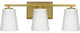 Vertex Collection Three-Light Brushed Gold Etched White Glass Bath Light