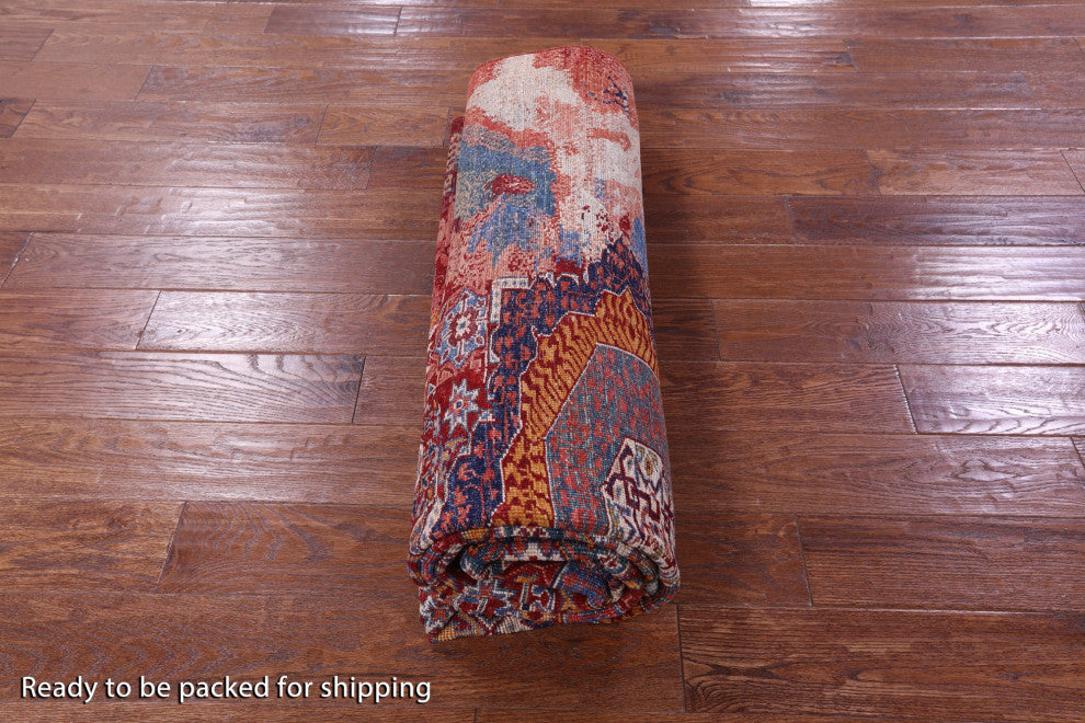 6' 6" X 9' 7" Handmade Modern Mamluk Wool Rug - Q12411
