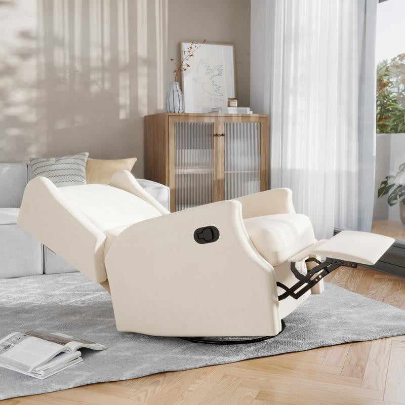 Omma Swivel Wingback Recliner Glider Rocker Recliner, Cream
