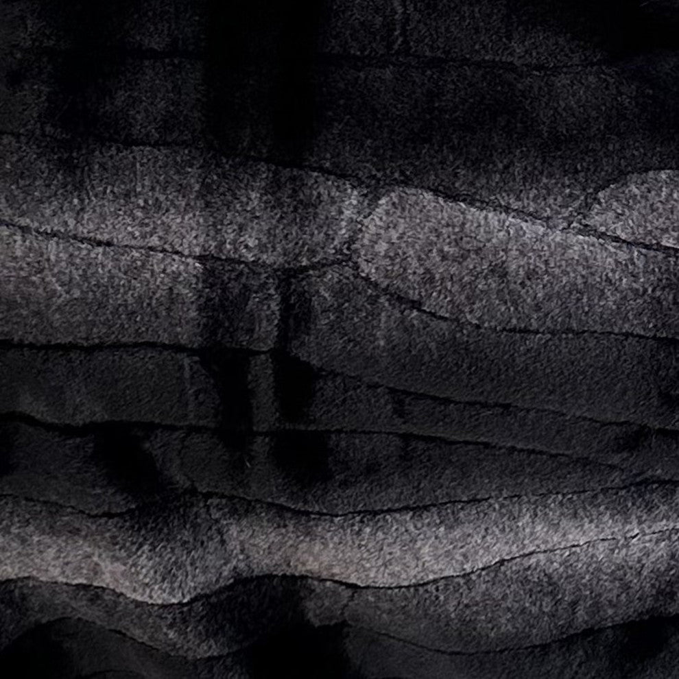 Plutus Black Graphite Furever Faux Fur Throw Pillow, 22" x 22"