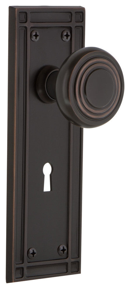 Mission Plate Interior Mortise Deco Door Knob, Timeless Bronze