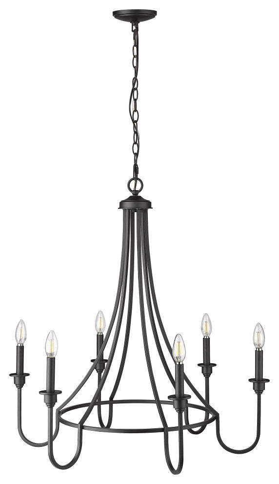 6 Light 30 in. Matte Black Chandelier