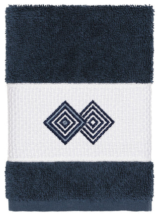 Linum Home Textiles Noah Embellished, Midnight Blue, Washcloth, Single