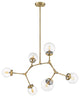 6 Light Midcentury Modern Oval Chandelier with Clear Bubble Glass