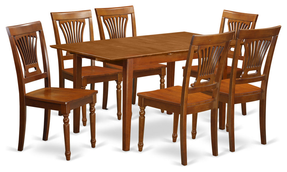 7 Pc Kitchen Table And Chair Set - Table With Leaf And 6 Dining Chairs
